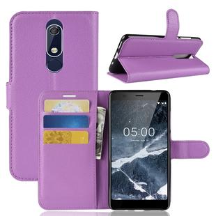 Litchi Texture Horizontal Flip Leather Case for Nokia 5.1, with Wallet & Holder & Card Slots (Purple)