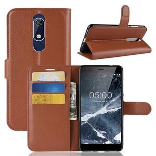 Litchi Texture Horizontal Flip Leather Case for Nokia 5.1, with Wallet & Holder & Card Slots (Brown)