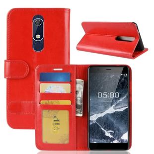 PU + TPU Crazy Horse Texture Horizontal Flip Leather Case for Nokia 5.1, with Wallet & Holder & Card Slots (Red)