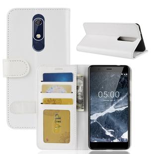 PU + TPU Crazy Horse Texture Horizontal Flip Leather Case for Nokia 5.1, with Wallet & Holder & Card Slots (White)