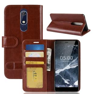 PU + TPU Crazy Horse Texture Horizontal Flip Leather Case for Nokia 5.1, with Wallet & Holder & Card Slots (Brown)