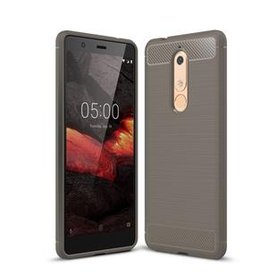 Brushed Texture Carbon Fiber Shockproof TPU Case for Nokia 5.1 (Grey)