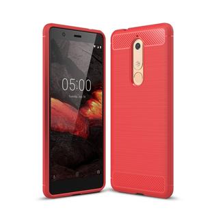 Brushed Texture Carbon Fiber Shockproof TPU Case for Nokia 5.1 (Red)