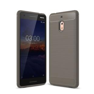 Brushed Texture Carbon Fiber Shockproof TPU Case for Nokia 2.1 (Grey)