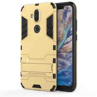 Shockproof PC + TPU Case for Nokia 8.1 / X7, with Holder(Gold)