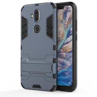 Shockproof PC + TPU Case for Nokia 8.1 / X7, with Holder (Navy Blue)