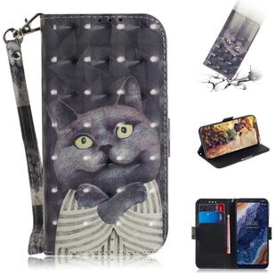 3D Colored Drawing Hug Cat Pattern Horizontal Flip Leather Case for Nokia 9, with Holder & Card Slots & Wallet