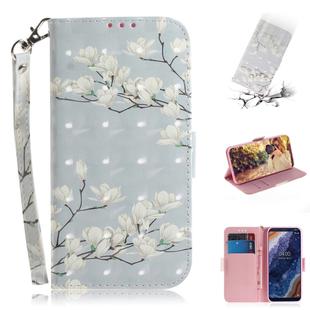 3D Colored Drawing Magnolia Pattern Horizontal Flip Leather Case for Nokia 9, with Holder & Card Slots & Wallet