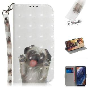 3D Colored Drawing Dog Pattern Horizontal Flip Leather Case for Nokia 9, with Holder & Card Slots & Wallet