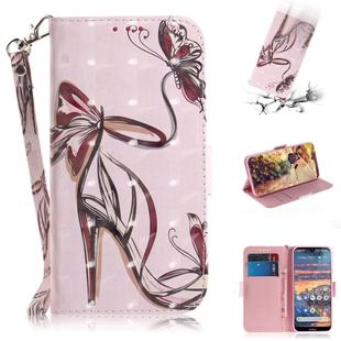 3D Colored Drawing Butterfly High-heeled Shoes Pattern Horizontal Flip Leather Case for Nokia 4.2, with Holder & Card Slots & Wallet
