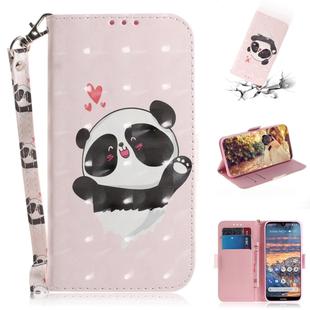 3D Colored Drawing Heart Panda Pattern Horizontal Flip Leather Case for Nokia 4.2, with Holder & Card Slots & Wallet