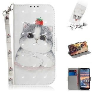 3D Colored Drawing Cute Cat Pattern Horizontal Flip Leather Case for Nokia 4.2, with Holder & Card Slots & Wallet