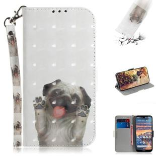 3D Colored Drawing Dog Pattern Horizontal Flip Leather Case for Nokia 4.2, with Holder & Card Slots & Wallet