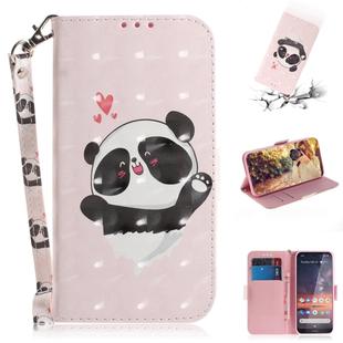 3D Colored Drawing Heart Panda Pattern Horizontal Flip Leather Case for Nokia 3.2, with Holder & Card Slots & Wallet