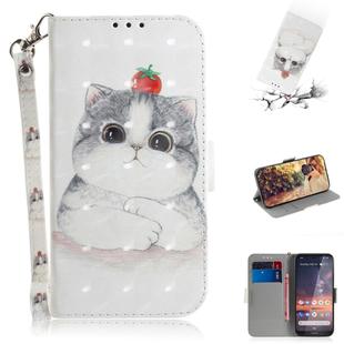 3D Colored Drawing Cute Cat Pattern Horizontal Flip Leather Case for Nokia 3.2, with Holder & Card Slots & Wallet