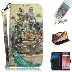 3D Colored Drawing Animals Pattern Horizontal Flip Leather Case for Nokia 1 Plus, with Holder & Card Slots & Wallet