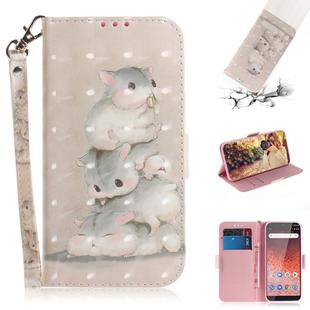 3D Colored Drawing Squirrels Pattern Horizontal Flip Leather Case for Nokia 1 Plus, with Holder & Card Slots & Wallet