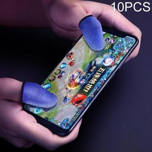 10 PCS Nylon + Conductive Fiber Non-slip Sweat-proof Mobile Phone Game Touch Screen Finger Cover for Thumb / Index Finger(Blue)