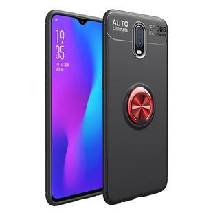 lenuo Shockproof TPU Case for OnePlus 7, with Invisible Holder (Black Red)