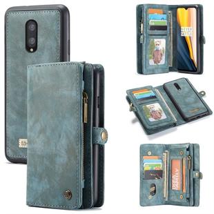 CaseMe-008 Detachable Multifunctional Horizontal Flip Leather Case for OnePlus 7, with Card Slot & Holder & Zipper Wallet & Photo Frame (Blue)