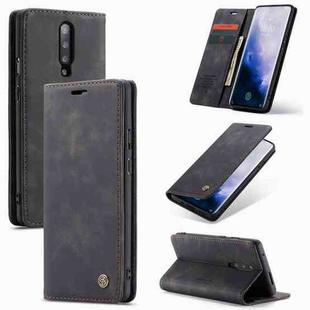 CaseMe-013 Multifunctional Retro Frosted Horizontal Flip Leather Case for OnePlus 7 Pro, with Card Slot & Holder & Zipper Wallet & Photo Frame(Black)