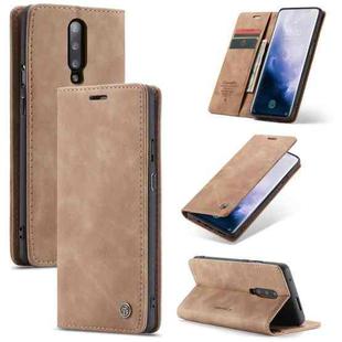 CaseMe-013 Multifunctional Retro Frosted Horizontal Flip Leather Case for OnePlus 7 Pro, with Card Slot & Holder & Zipper Wallet & Photo Frame(Brown)