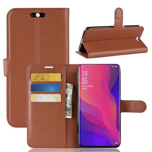 Litchi Texture Horizontal Flip PU Leather Case for OPPO Find X, with Holder & Card Slots & Wallet (Brown)