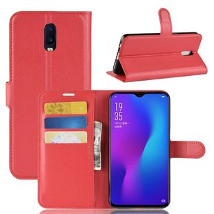 Litchi Texture Horizontal Flip PU Leather Case for OPPO R17, with Holder & Card Slots & Wallet (Red)
