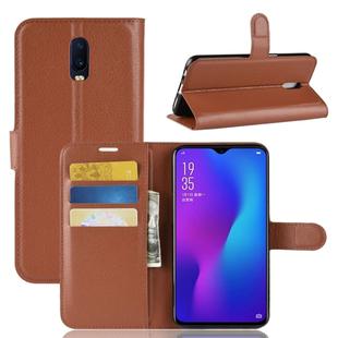 Litchi Texture Horizontal Flip PU Leather Case for OPPO R17, with Holder & Card Slots & Wallet (Brown)