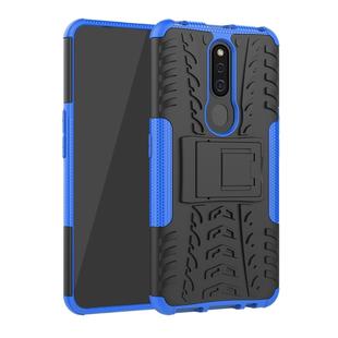Shockproof  PC + TPU Tire Pattern Case for OPPO F11 Pro, with Holder (Blue)