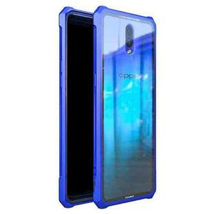 Buckle Series Metal Frame + Tempered Glass Cover Case for OPPO R17 (Blue)
