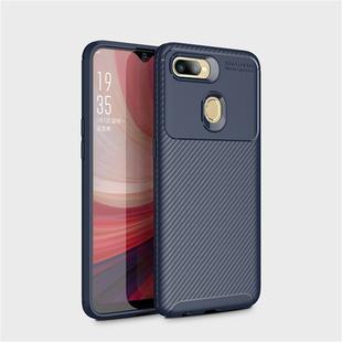 Carbon Fiber Texture Shockproof TPU Case for OPPO A7 (Blue)