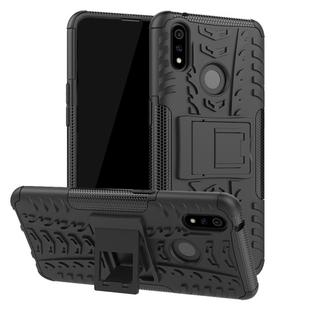 Shockproof  PC + TPU Tire Pattern Case for OPPO Realme 3 Pro, with Holder (Black)