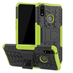 Shockproof  PC + TPU Tire Pattern Case for OPPO Realme 3 Pro, with Holder (Green)