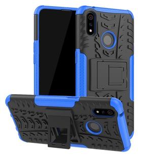 Shockproof  PC + TPU Tire Pattern Case for OPPO Realme 3 Pro, with Holder (Blue)