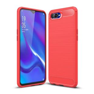 Brushed Texture Carbon Fiber TPU Case for OPPO K1 (Red)