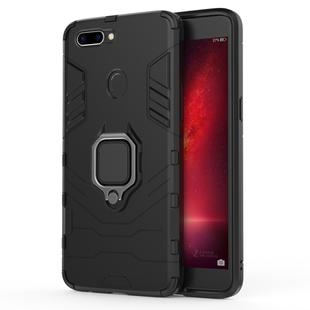 PC + TPU Shockproof Protective Case for OPPO R11s Plus, with Magnetic Ring Holder (Black)