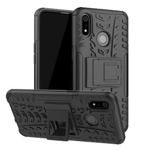 Tire Texture TPU+PC Shockproof Case for OPPO Realme 3, with Holder (Black)