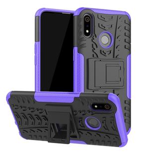 Tire Texture TPU+PC Shockproof Case for OPPO Realme 3, with Holder (Purple)