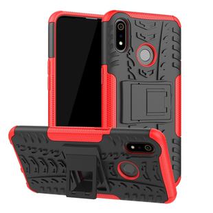 Tire Texture TPU+PC Shockproof Case for OPPO Realme 3, with Holder (Red)