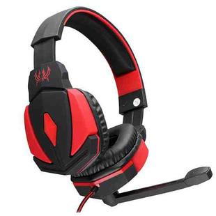 KOTION EACH G4000 USB Version Stereo Gaming Headphone Headset Headband with Microphone Volume Control LED Light for PC Gamer,Cable Length: About 2.2m(Black Red)
