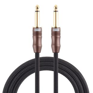 EMK 6.35mm Male to Male 3 Section Gold-plated Plug Cotton Braided Audio Cable for Guitar Amplifier Mixer, Length: 1.5m(Black)