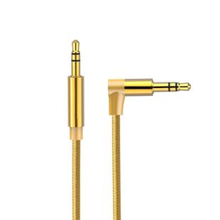 AV01 3.5mm Male to Male Elbow Audio Cable, Length: 1m(Gold)