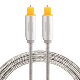 EMK 1m OD4.0mm Gold Plated Metal Head Woven Line Toslink Male to Male Digital Optical Audio Cable(Silver)