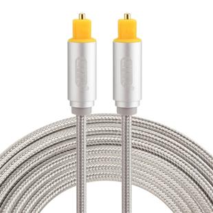 EMK 3m OD4.0mm Gold Plated Metal Head Woven Line Toslink Male to Male Digital Optical Audio Cable(Silver)