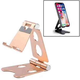 ROOSTAND R2 Aluminum Alloy Mobile Desktop Tablet Bracket Double Folding Lazy Artifact, Size: 6.4x7x9cm(Champagne Gold)