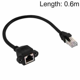 RJ45 Female to Male CATE5 Network Panel Mount Screw Lock Extension Cable , Length: 0.6m