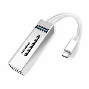 15102 5 in 1 USB-C / Type-C to USB3.0 + SD / TF Card Reader HUB Adapter (Silver)