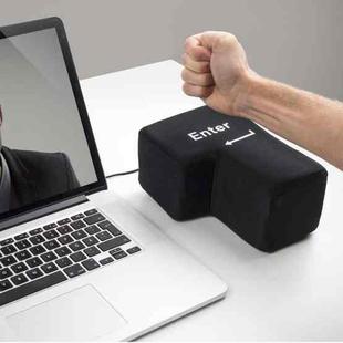 Big Enter Button USB Computer Desktop Pillow Creative Vent Enter Key Hand Pillow(Black)