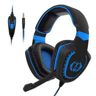 SADES AH-28 3.5mm Plug Wire-controlled Noise Reduction E-sports Gaming Headset with Retractable Microphone, Cable Length: 2m(Black Blue)
